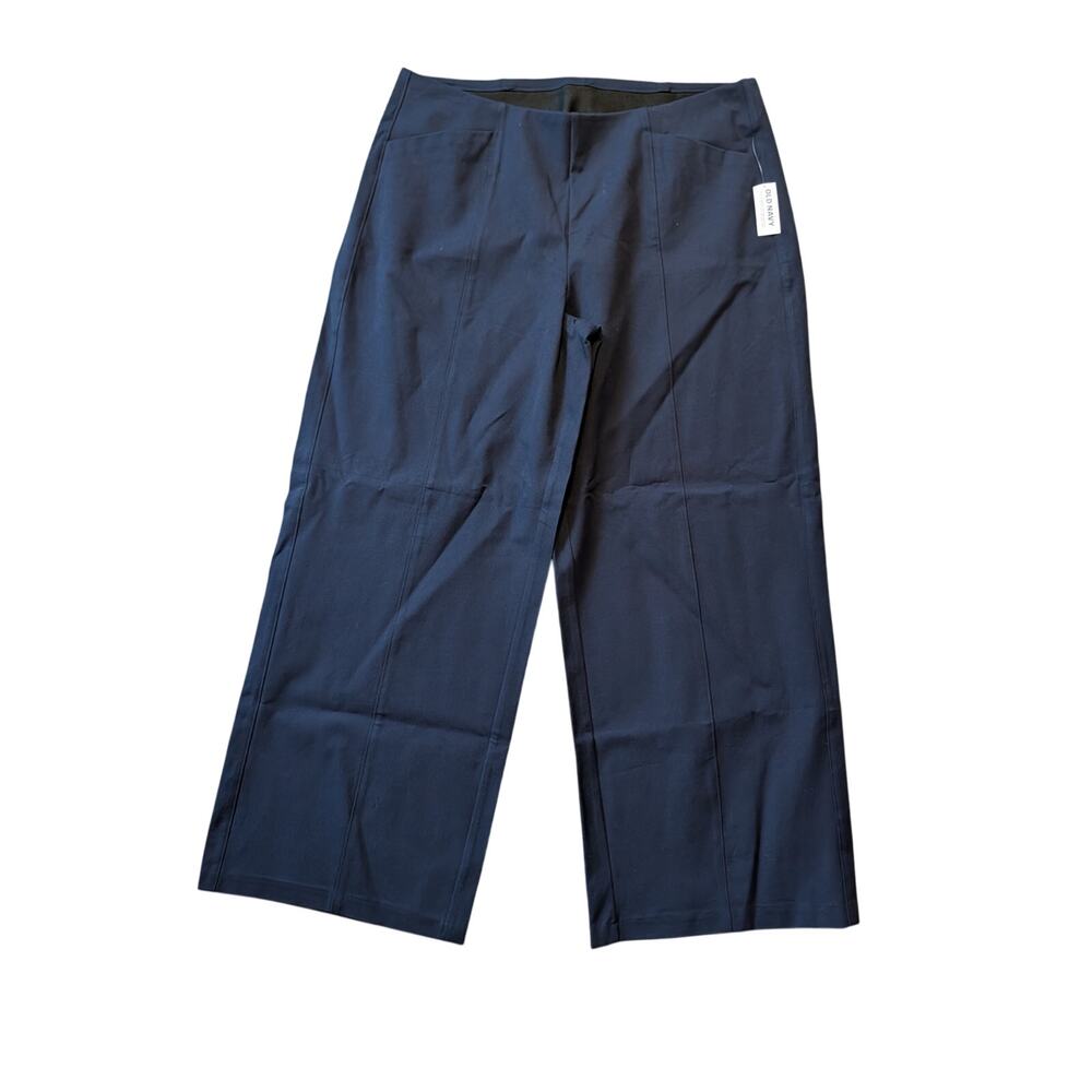 Old Navy Navy Blue Wide Leg, High waisted dress pants, Flat front; pockets